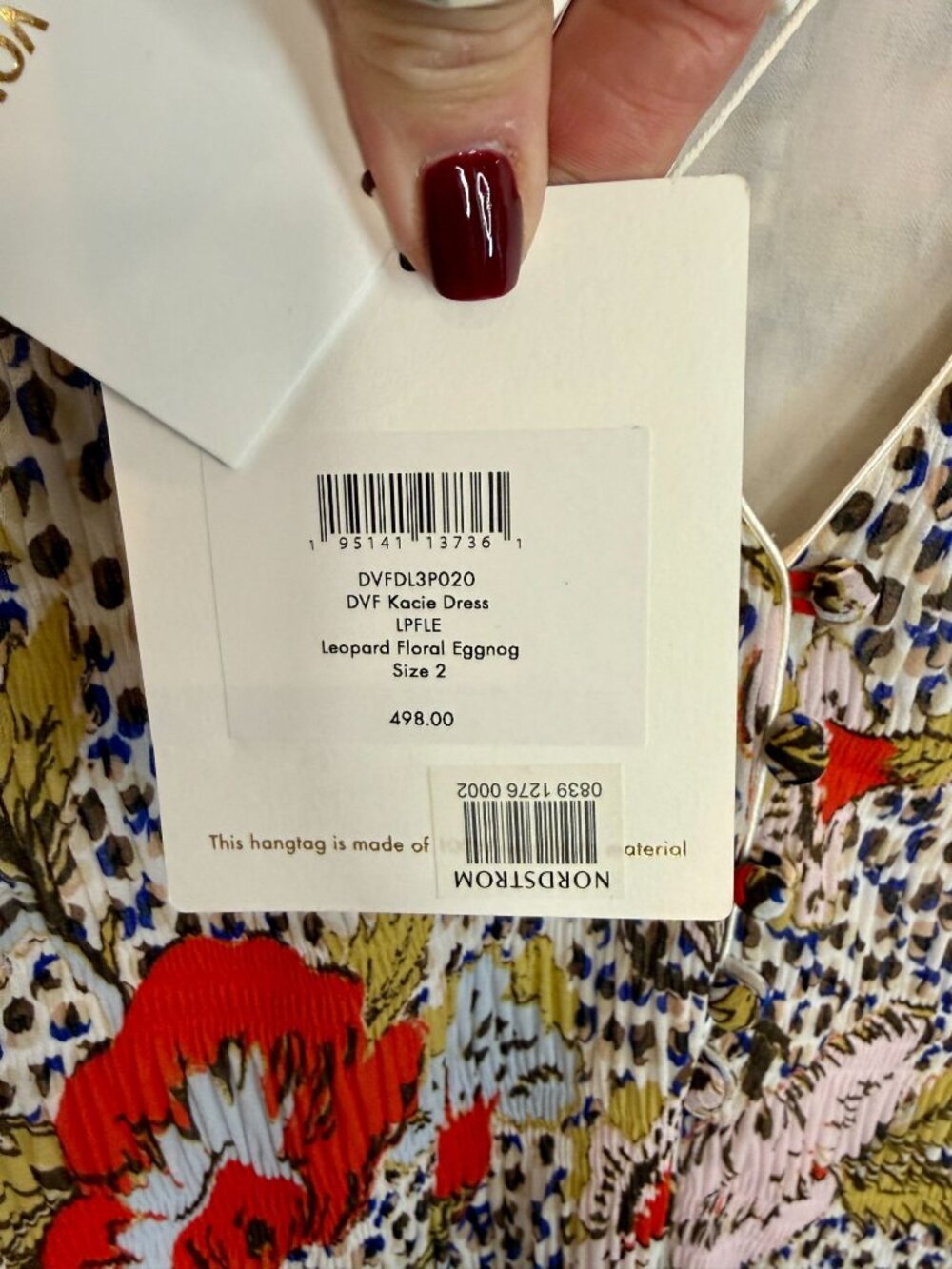 Diane von Furstenberg floral-print plissé-chiffon mini dress NWT - Size 2 - Picture 6 of 8